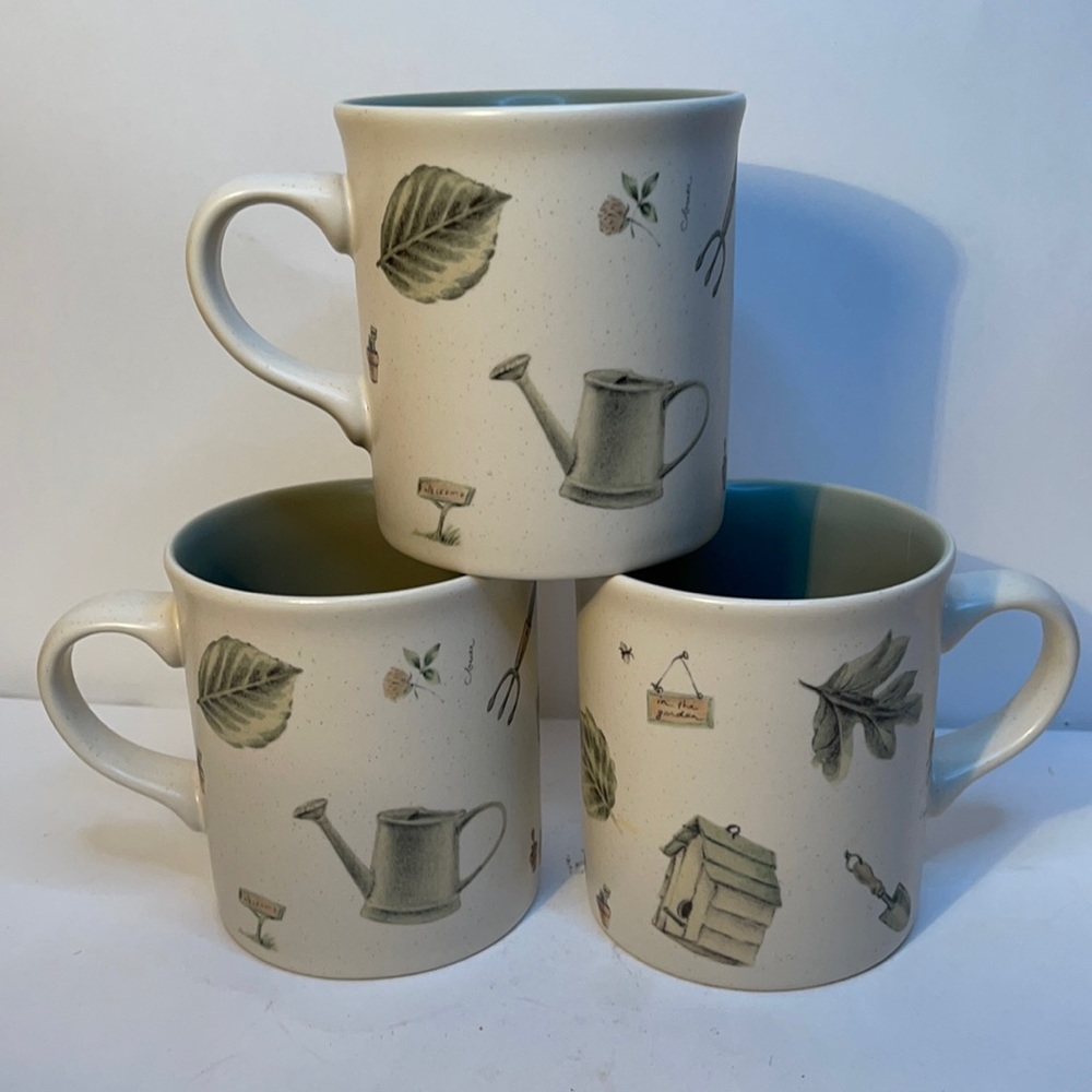 Pfaltzgraff Naturewood coffee mugs set of 3 retired pattern garden cottage